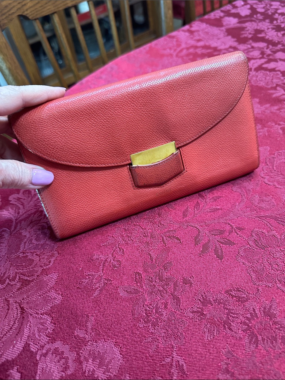 Celine Red Leather Trotteur Long Flap Wallet - Picture 1 of 3